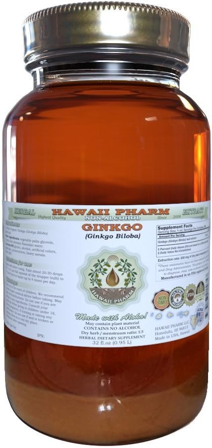 Hawaii Pharm Ginkgo Alcohol-FREE Liquid Extract, 32 oz