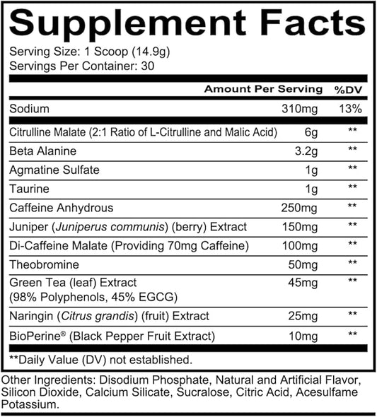 REDCON1 Total War Pre Workout - L Citrulline, Malic Acid, Green Tea Leaf Extract for Pump Boosting Pre Workout for Women & Men - 3.2g Beta Alanine to Reduce Exhaustion, Watermelon 30 Servings