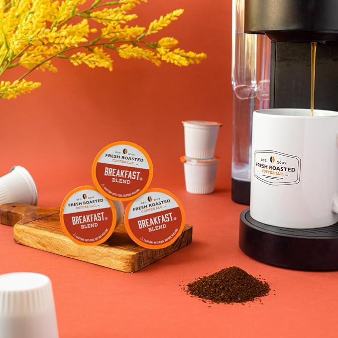 Fresh Roasted Coffee, Breakfast Blend, Light Roast, 72 Pods for K Cup Brewers