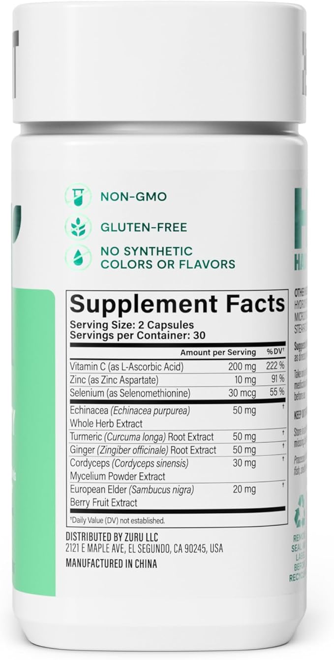 Habit Immunity Supplement (60 Capsules) - New Look, Echinacea, Elderberry, Turmeric, Zinc Blend to Support Immune Health and Antioxidant Levels, Vegan, Non-GMO (1 Pack)
