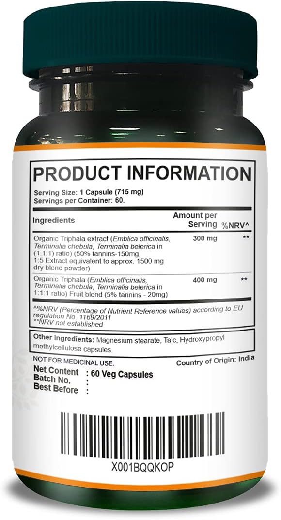 Pure Nutrition Triphala Extract 700mg. (Equivalent 1900mg Triphala 60 Days