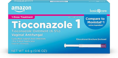 Amazon Basic Care Tioconazole Ointment 6.5 1-Dose Treatment, 0.16 ounce 1)