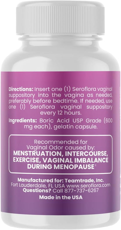 Seroflora Boric Acid Vaginal Suppositories 28 Suppositories 7 Applicators