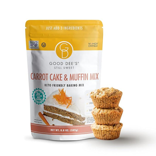 Good Dees Low Carb Baking Mix, Carrot Muffin & Cake Mix, Keto Baking Mix, No Sugar Added, Gluten Free, Dairy-Free, Diabetic (Pack of 1)