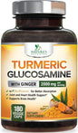 Turmeric Curcumin with BioPerine, Ginger & 95% Curcuminoids 2000mg Black 180 Capsules