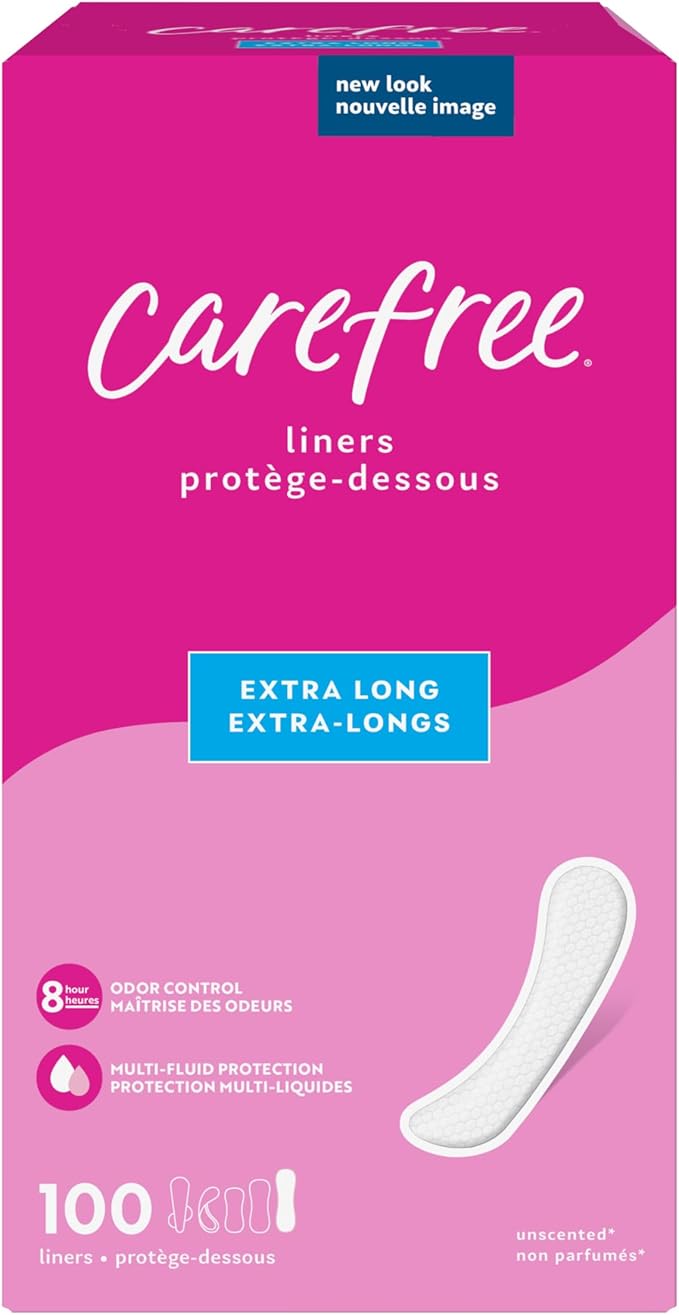 Carefree Panty Liners, Extra Long Liners, 100ct (Packaging 93ct (Packaging