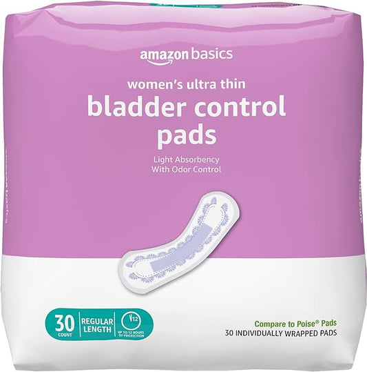Amazon Basics Women's Incontinence Pads, Bladder 30 Count, (1 Pack 30)