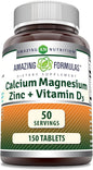 Amazing Formulas Calcium Magnesium Zinc + D3 Supplement 150 Tablets