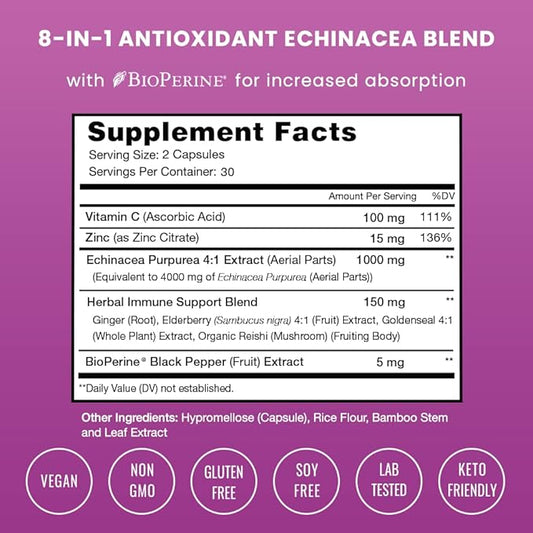 Echinacea Goldenseal 1000mg with Elderberry, Vitamin