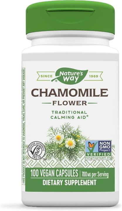 Nature's Way Chamomile Flower 700 mg 2-Capsule Serving- 100 Vegan