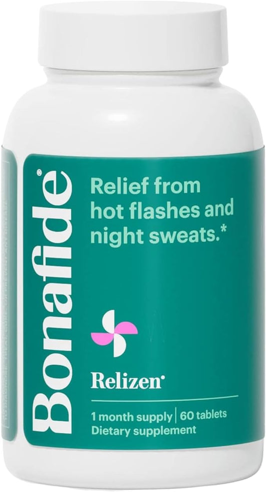 Relizen Bonafide Menopause Relief – Powerful, Hormone-Free Relief from Hot Flashes and Night Sweats During Menopause* – 30 Day Supply (60 Tablets)