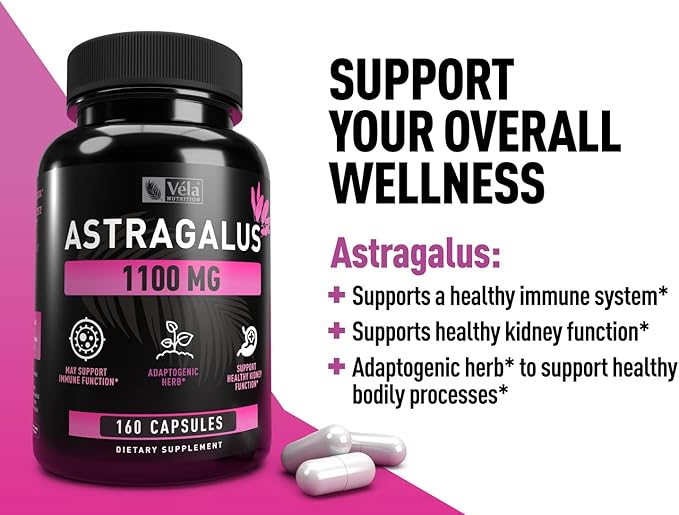 Vela’s Astragalus Capsules 1100 mg* 160 Count 3rd Party