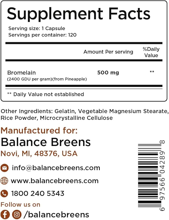 Bromelain 500mg, 120 Capsules