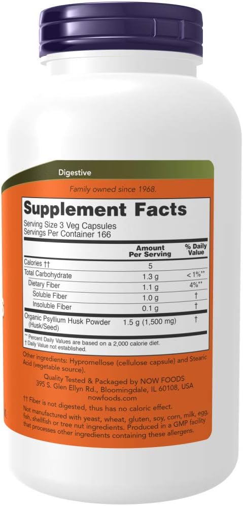 Now Foods Psyllium Husk 500mg, 500 (2 Pack)