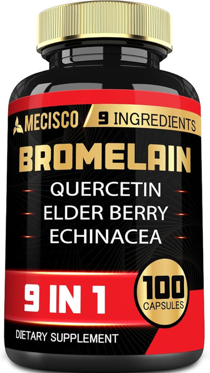 Bromelain 1000mg with Quercetin, Elderberry, Echinacea 100 Capsules