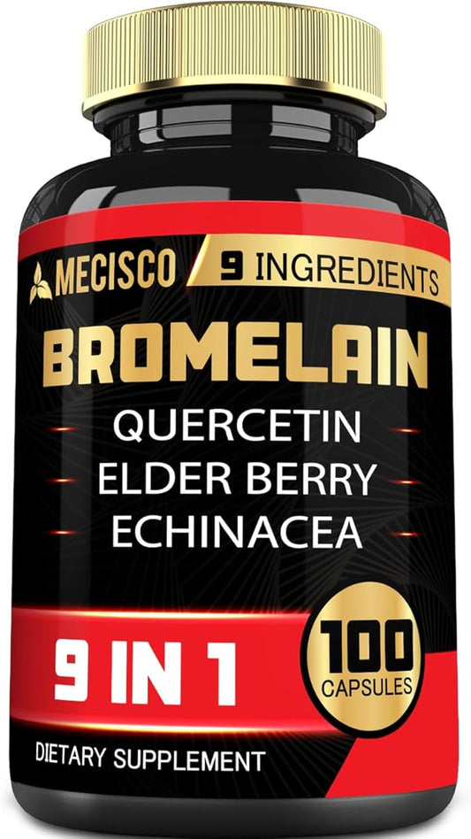 Bromelain 1000mg with Quercetin, Elderberry, Echinacea 100 Capsules