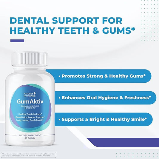 GumAktiv Oral Health Supplement – 3.5 Billion Probiotics, Supports Natural Oral Balance, Cleanses Mouth, Promotes Healthy Gums & Teeth, Non-GMO, Gluten-Free | 30 Tablets, 1 Month Supply