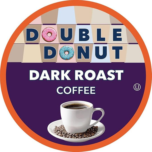 Double Donut Dark Roast Coffee Pods, Extra Bold Blend Coffee, Single Serve Coffee For Keurig K Cups Machines, Dark Roast Coffee in Recyclable Pods, 80 Count