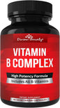 Divine Bounty Super B Complex Vitamins B12, B1, B1, B2, B2, B3, B3, B5, B5, B6, B6, B7, B7, B9, B9, Folic 90 Vegetarian