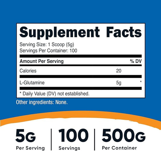 Nutricost L-Glutamine Powder (500 Grams) Unflavored 100 Servings