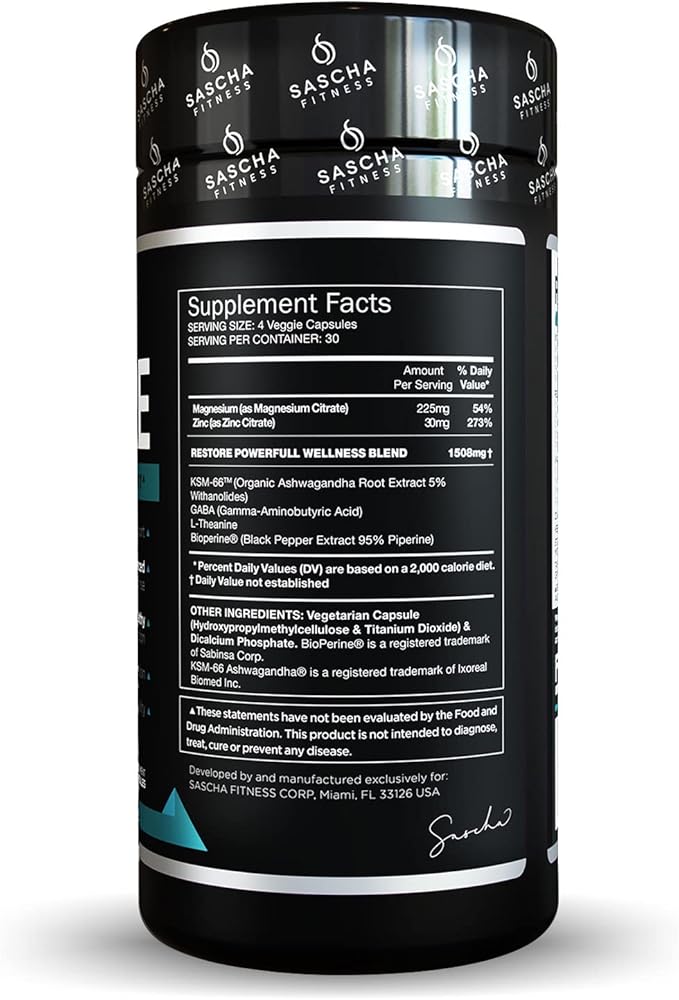 SASCHA FITNESS Cortisol Night Support Pills Supplements-Vegan-120 Natural