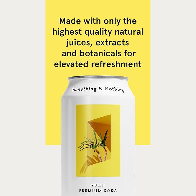 Something & Nothing Flavoured Sparkling Water - Lightly Carbonated, Full Flavoured with Added Grape & Lemon Juice | Vegan & Low Calorie Soda | 350ml Cans, Pack of 12 (Yuzu)