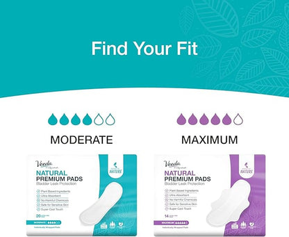 Veeda Natural Premium Incontinence Pads for Women 20 Count