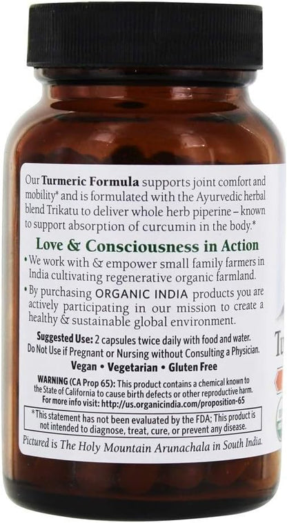 Organic India Turmeric Curcumin Herbal Supplement 90 Capsules