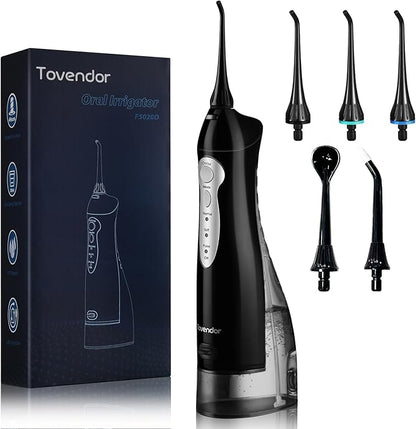 Electric Water Flosser, Rechargeable Dental Oral Irrigator 3 Modes, 5 Tips (300ML, IPX7Waterproof IPX7Waterproof Waterflosser)