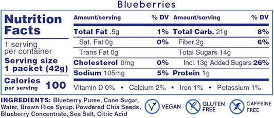 Huma Chia Energy Gel, Blueberries, 24 Gels - Premier Sports Nutrition for Endurance Exercise