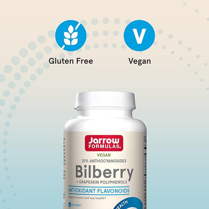 Jarrow Formulas Bilberry + Grapeskin Polyphenols, 60 Veggie 30 Day