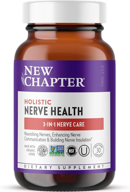 New Chapter Nerve Health Supplement for 3-in-1 Support from Head to Toe - Vitamin B1 Generates Energy for Nerves, Vitamin B6 Enhances Healthy Transmission, Vitamin B12 Builds Insulation, 30ct