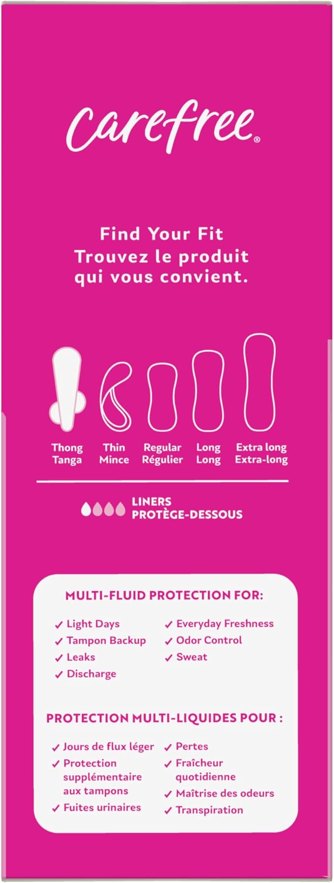 Carefree Panty Liners for Women, Thong 49ct | 49ct (Packaging