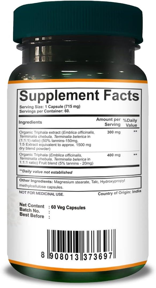Pure Nutrition Triphala Extract 700mg. (Equivalent 1900mg Triphala 60 Days