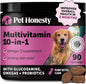 Pet Honesty Multivitamin Dog Supplement, Glucosamine chondroitin for Dogs, Probiotics, Omega Fish Oil, Dog Supplements & Vitamins, Dog Vitamins for Skin and Coat Allergies, (Peanut Butter 90 ct)