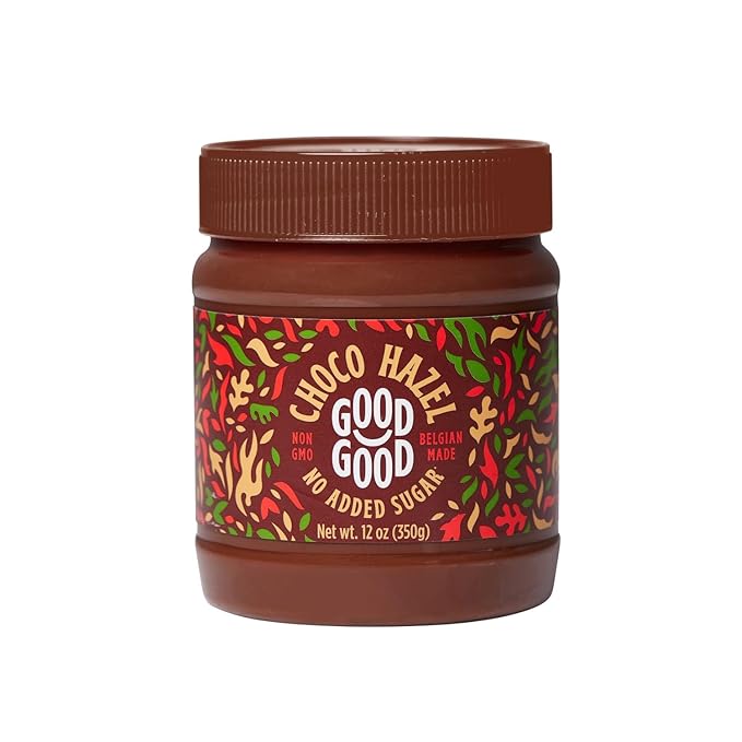 GOOD GOOD No Added Sugar Belgian Choco Hazel Spread - Chocolate Spread with Natural Sweeteners - Gluten Free - Vegetarian Friendly - 12oz / 350g (Pack of 1)