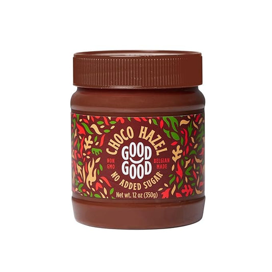 GOOD GOOD No Added Sugar Belgian Choco Hazel Spread - Chocolate Spread with Natural Sweeteners - Gluten Free - Vegetarian Friendly - 12oz / 350g (Pack of 1)