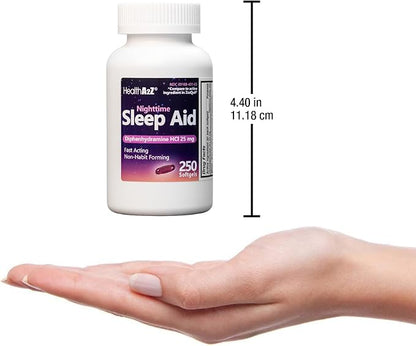 HealthA2Z Sleep Aid, Diphenhydramine HCl 25mg (250 Softgels)