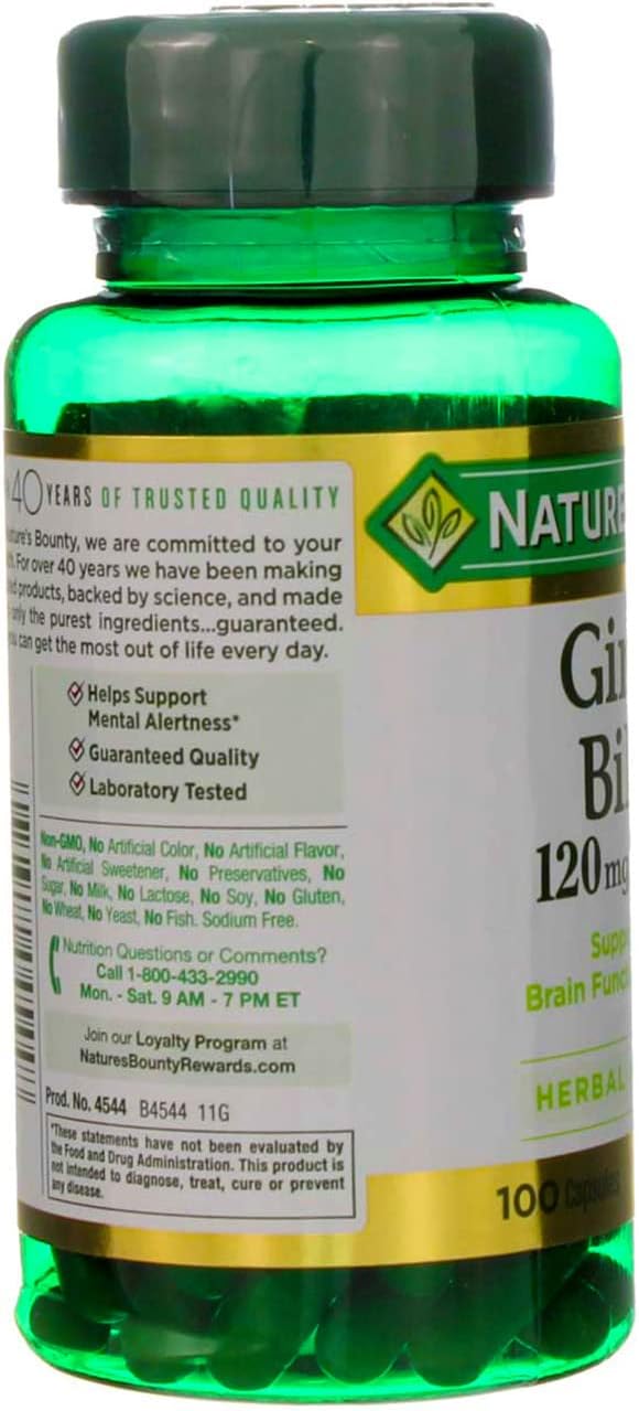 Nature's Bounty Ginkgo Biloba 120 mg 100 Capsules, 2