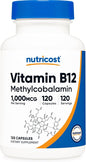 Nutricost Vitamin B12 (Methylcobalamin) 1000mcg, 120 Capsules - Vegetarian, Non-GMO & Gluten Free B12 Supplement
