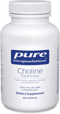 Pure Encapsulations Choline (Bitartrate) - 275 mg Choline (Bitartrate) - Supports Methylation, Brain Health & Cell Function* - Highly Bioavailable - Vegan & Non-GMO - 100 Capsules