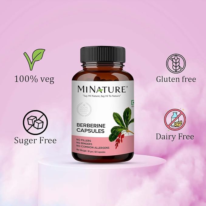 minature Berberine Capsules |60 Veg Capsules, 1Month Supply, 30g| Pure
