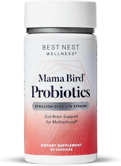 Best Nest Wellness Mama Bird Probiotics 50B CFU,15 CFU,15 Strains, 30 Count