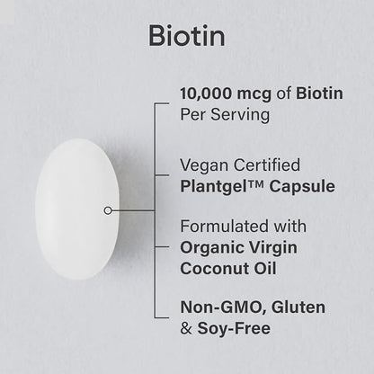 Sports Research Vegan Biotin 10,000mcg B7 for 120 Softgels (4 Month