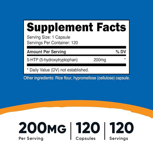 Nutricost 5-HTP 200mg, 120 Vegetarian Capsules (5-Hydroxytryptophan) - Non-GMO & Gluten Free (2 Bottles)