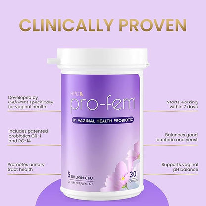 Pro-Fem #1 Vaginal Health Probiotic 7 Days 30 Capsules 6-Pack