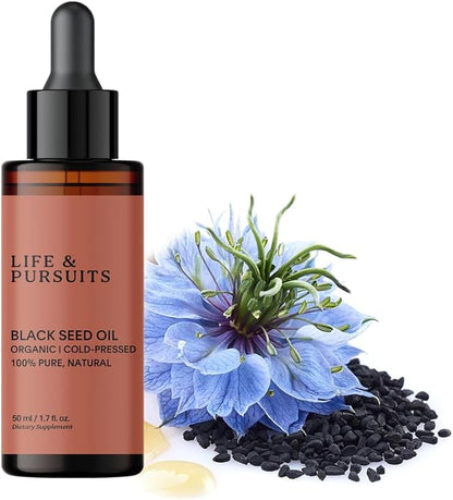 Life & Pursuits Organic Black Seed 100% Pure, 3 6 6 9 9 | (1.7 Fl