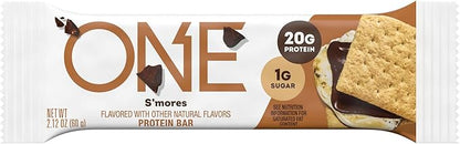 ONE Protein Bars, Smores, Gluten Free with 20g Protein and 1g Sugar, Pantry Staples, 2.12 oz (12 Count), Packaging May Vary