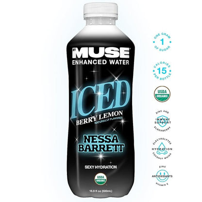 MyMuse Organic Enhanced Flavored Water, Variety Pack, 16.9 Fl Oz Bottle (12 pack), 1G of Sugar, Immune Support with Zinc & Elderberry, Antioxidants Vitamin E, Low Calories, USDA organic, Keto Friendly