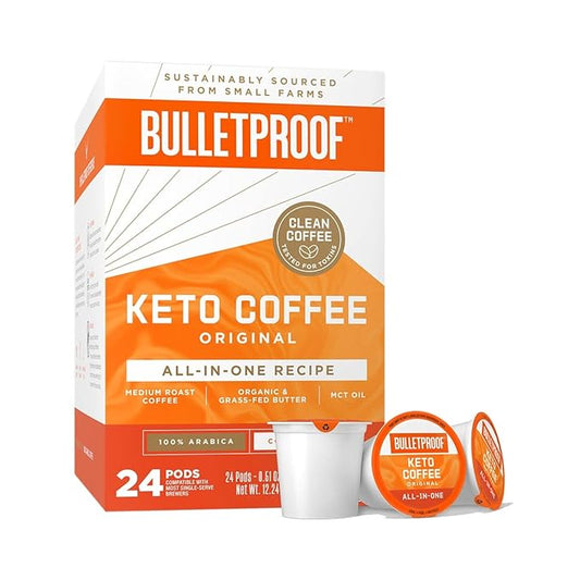 Bulletproof Keto Coffee Single-Serve Pods, 24 Count, All-In-One Recipe with MCT Oil and Organic Butter